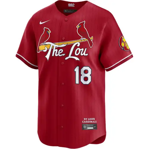 Nike X MLB City Connect Dri-FIT ADV Limited Jordan Walker St. Louis Cardinals No. 18 Moisture-wicking, breathable and comfortable short-sleeved baseball jersey, men's red