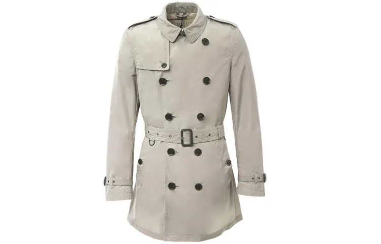 Burberry Trench Coats Men's Khaki Lapel Moderate