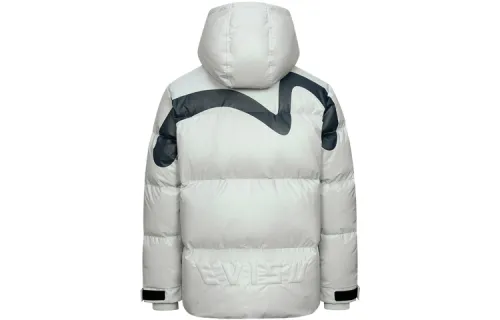 EVISU Down Jackets Men's Silver Gray Hooded Moderate Down Jacket