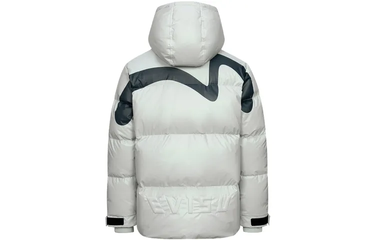 EVISU Down Jackets Men's Silver Gray Hooded Moderate Down Jacket