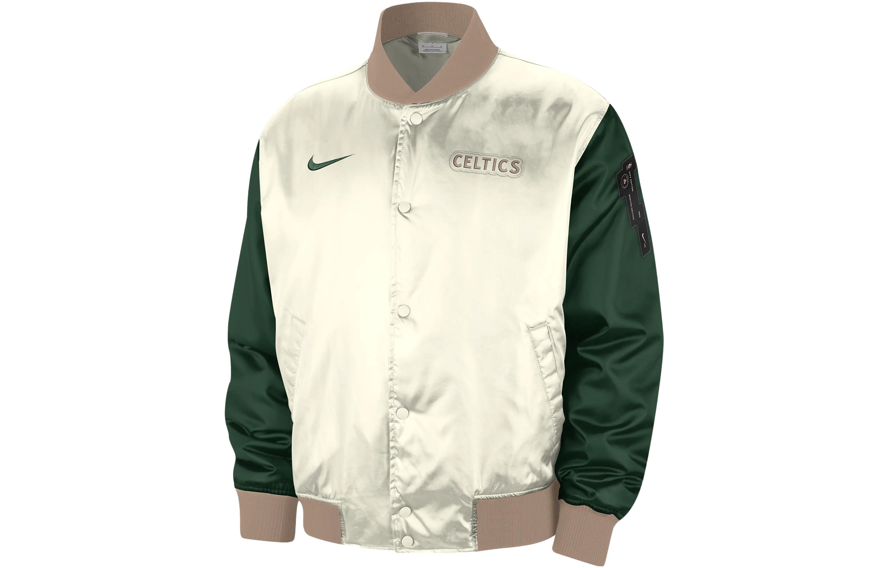 Nike NBA Boston Celtics 2023/24 City Edition Letter Pattern Printed Color Block Jacket City Edition 2023/24 Season Boston Celtics Men's Sailing White