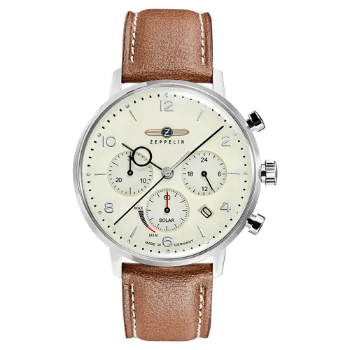 ZEPPELIN Quartz speedometer, men's watch, white dial, case stainless steel, quartz mechanism