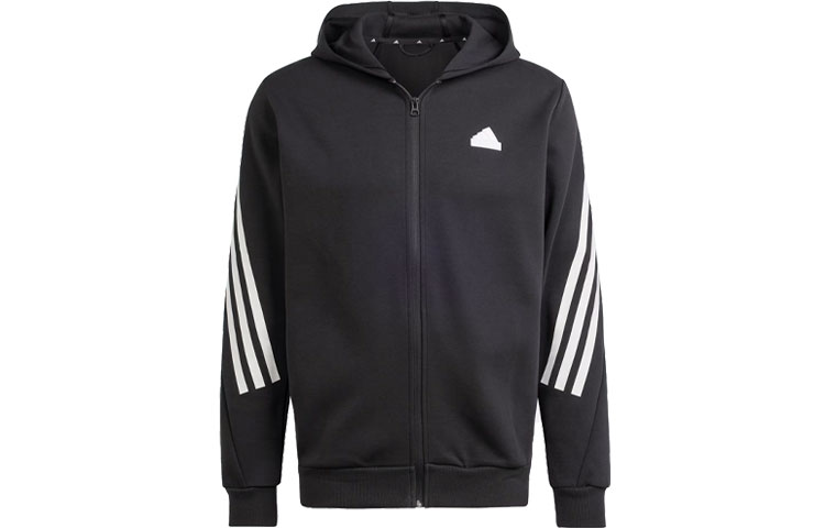 Adidas Future Icons Future Icons 3-Stripes Full Zip Hoodie Three Stripes Color Block Long Sleeve Hooded Jacket Men's Black
