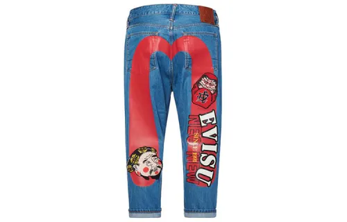 EVISU Jeans Men's Blue Moderate Straight Fit Pants
