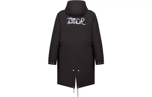 DIOR Quarterly New Products Parka Coats Men's Black Hooded Moderate