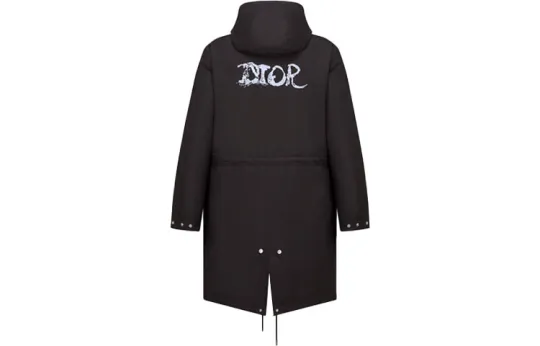 DIOR Quarterly New Products Parka Coats Men's Black Hooded Moderate