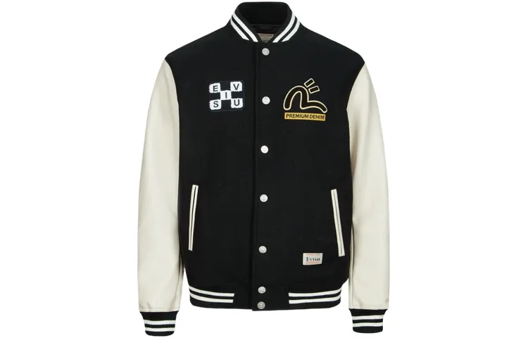 EVISU Daruma Appliqué Wool Baseball Jacket
