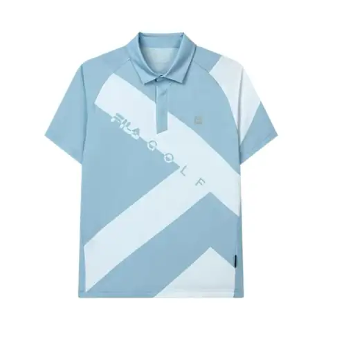 FILA AthleticsGolf Polo Shirt Men's Jade White Matched Print Base Color Printed In Bluenora Blue
