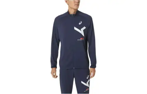 ASICS Jackets Men's Blue Stand Collar Moderate Other