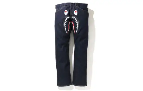 A BATHING APE Shark Series Jeans Men's Blue Moderate Slim Fit Pants