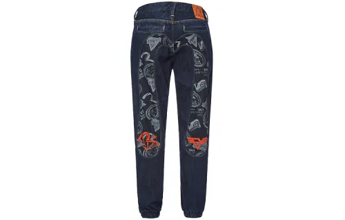 EVISU Cuffed Pants Jeans Men's Denim Blue
