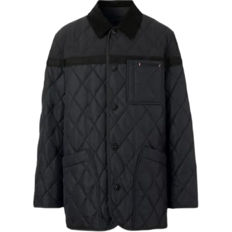 Burberry Burberry Color Block Lapel Single Breasted Long Sleeve Jacket Men's Dark Blue
