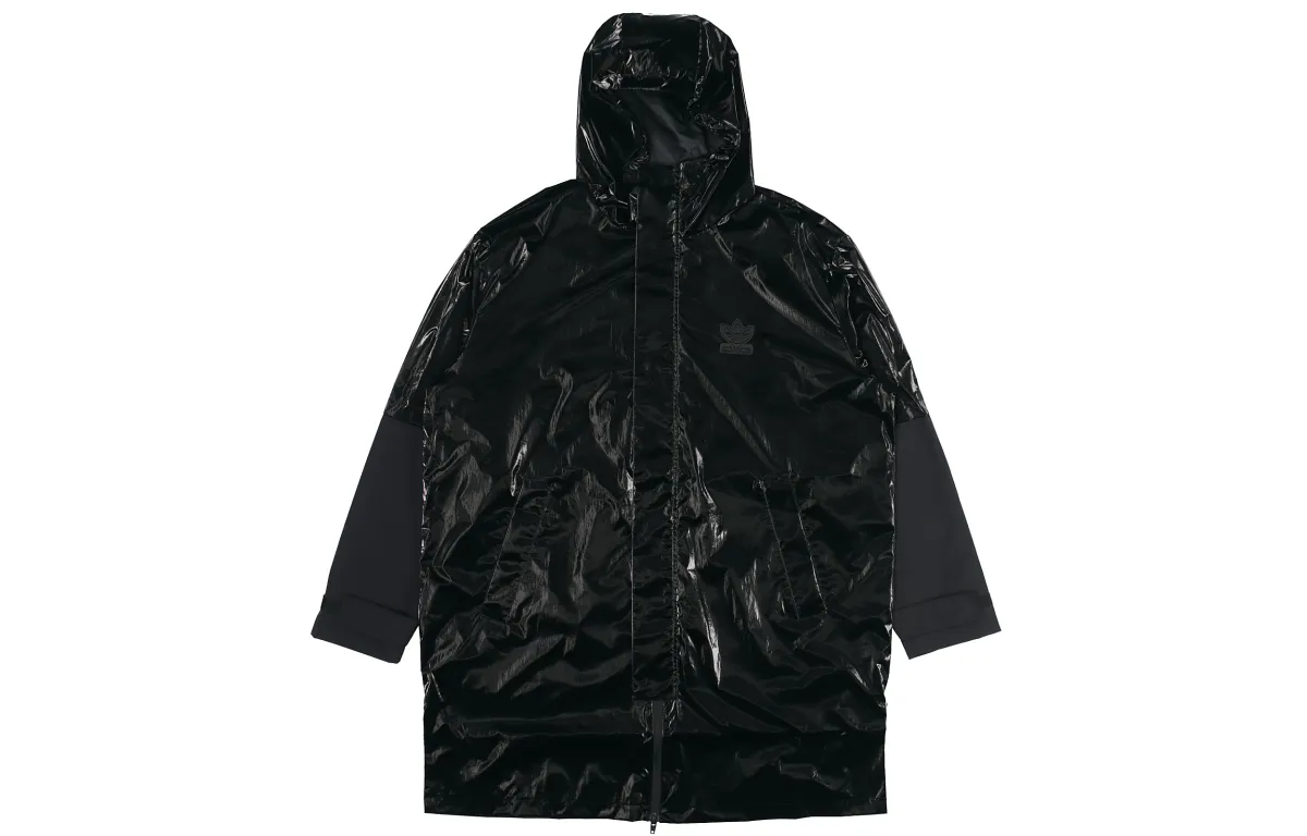Adidas Originals Liquid Metal Trench Coats Men's Black Hooded Moderate Other