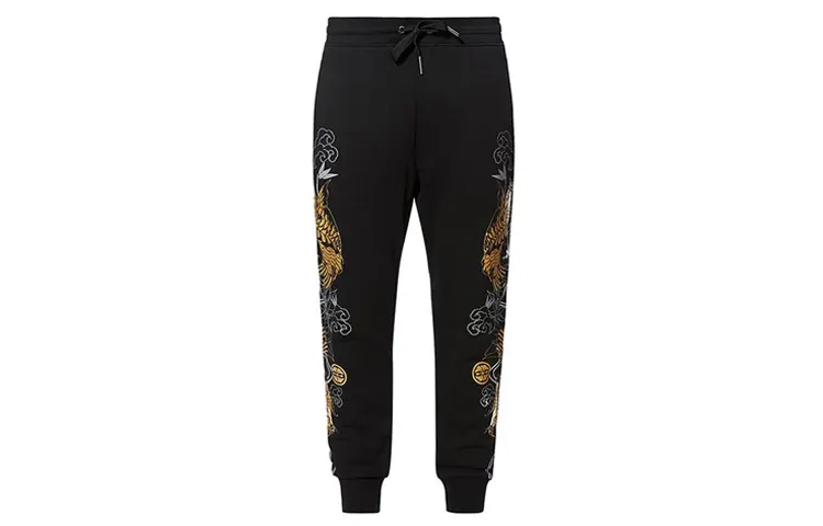 EVISU Straight Casual Pants Men's Black
