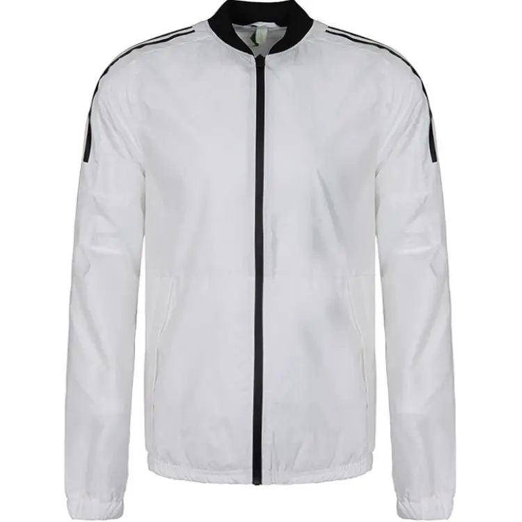 Adidas Jackets Men's White Baseball Collar Moderate Straight Fit