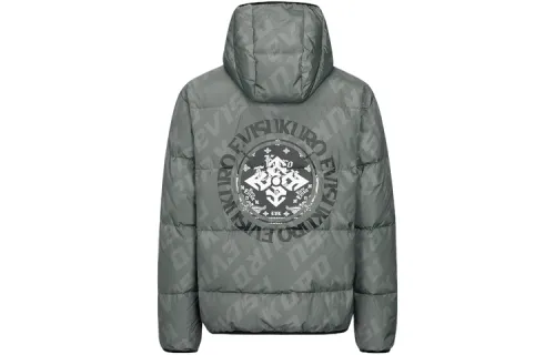 EVISU Down Jackets Men's Gray Hooded Moderate Down Jacket