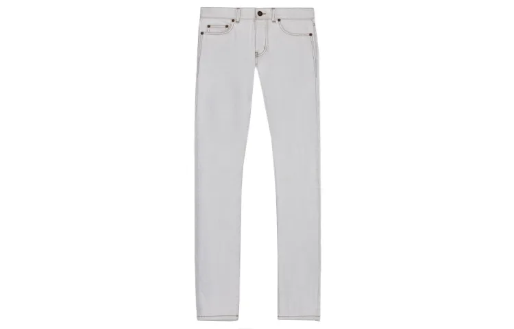 SAINT LAURENT Jeans Men's Gray White
