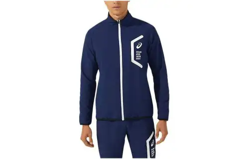 ASICS Jackets Men's Navy Stand Collar Moderate Other