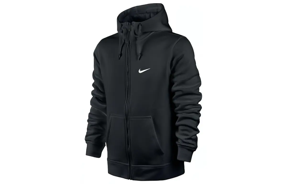 Nike Swoosh Logo Print Hooded Drawstring Fleece Lined Thermal Jackets & Coats Men's Black