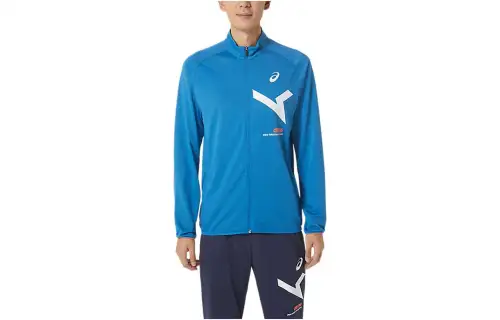 ASICS A I M Jackets Men's Blue Stand Collar Moderate Other