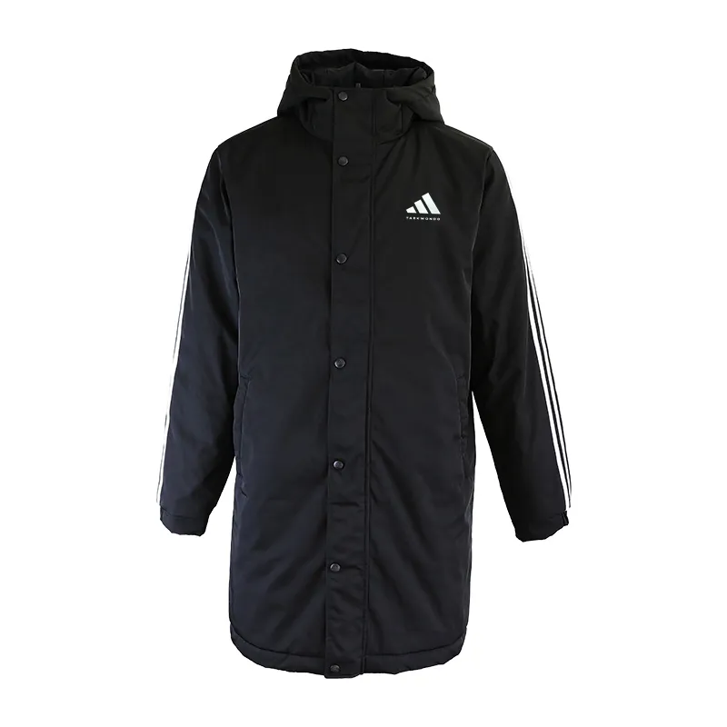 Adidas Puffer Jackets Unisex Black Hooded Thickened Patchwork Puffer Jacket