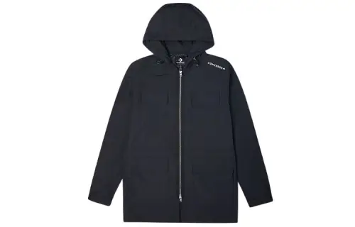 Converse Parka Coats Unisex Ink Black Hooded Moderate