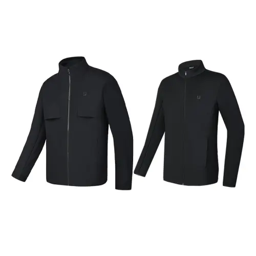 FILA Golf Sports Minimalist Style Solid Color Fashion Fleece Lined Jackets & Coats Men's Black