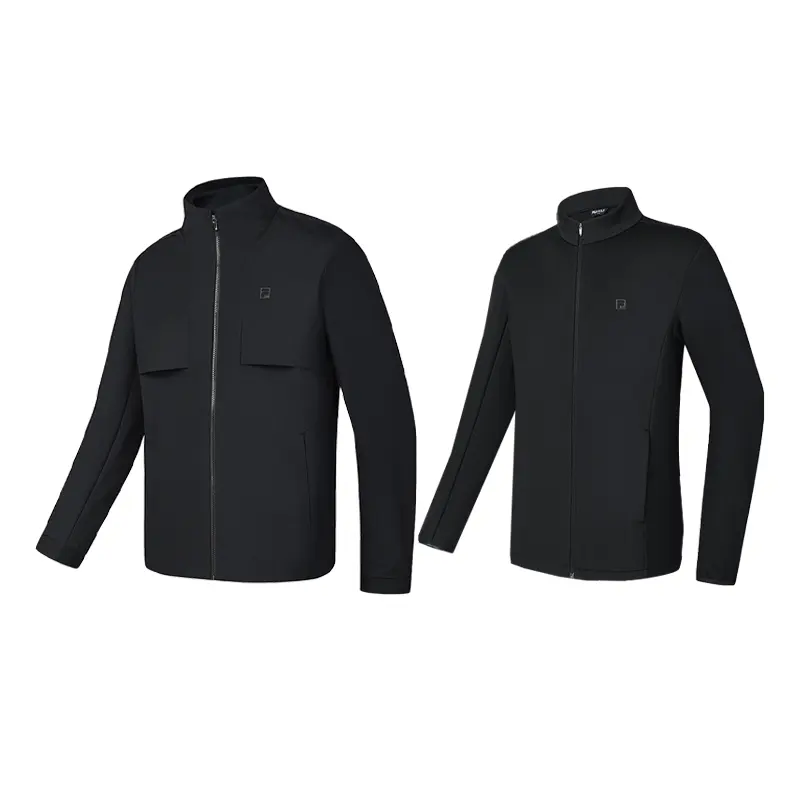 FILA Golf Sports Minimalist Style Solid Color Fashion Fleece Lined Jackets & Coats Men's Black