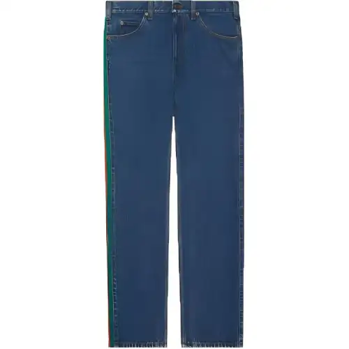 GUCCI Striped Washed Denim Jeans