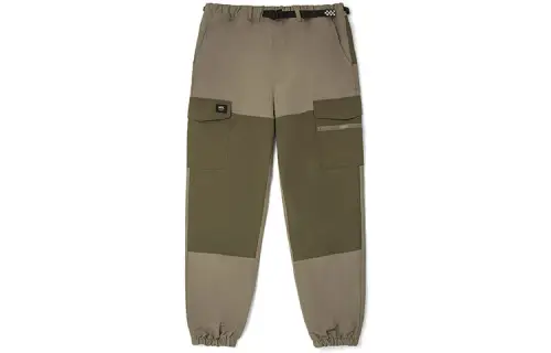 Vans Color patchwork workwear style drawstring woven trousers men's brown