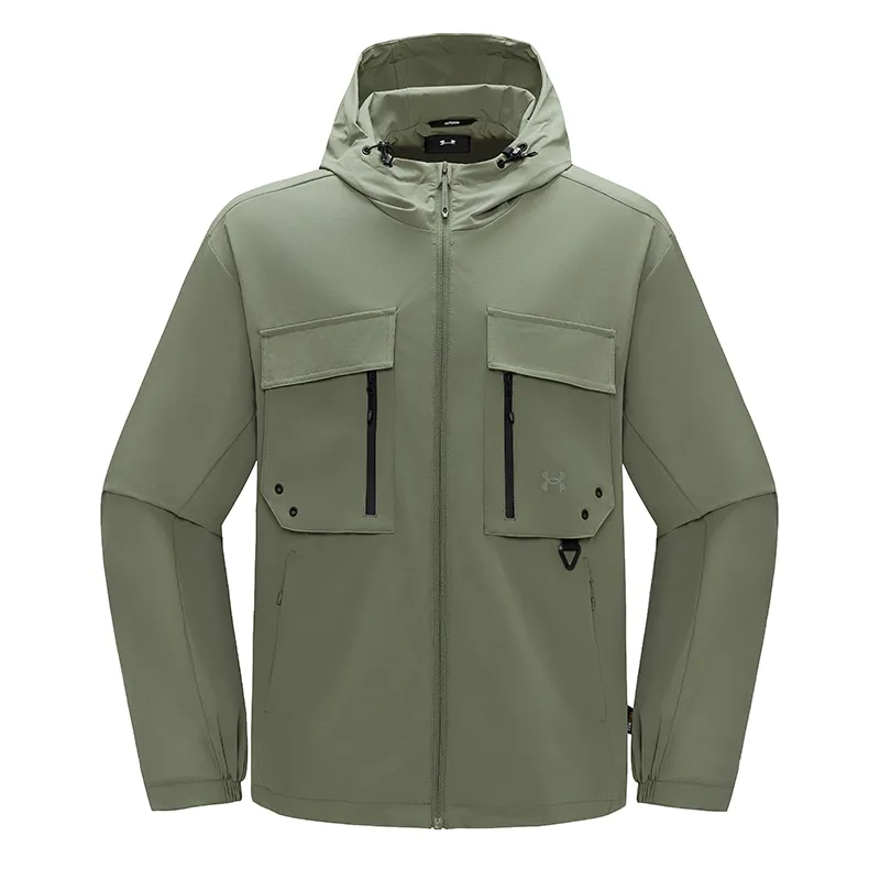 Under Armour Windbreaker Jackets Men's Antique Moss Green Hooded Moderate