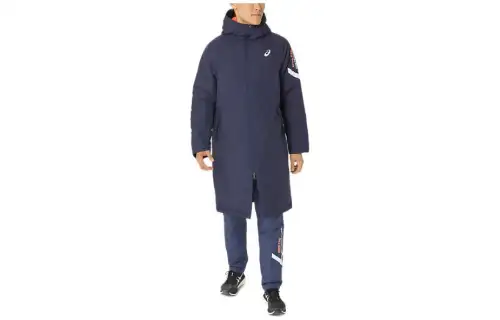 ASICS Jackets Men's Dark Blue Hooded Moderate Other