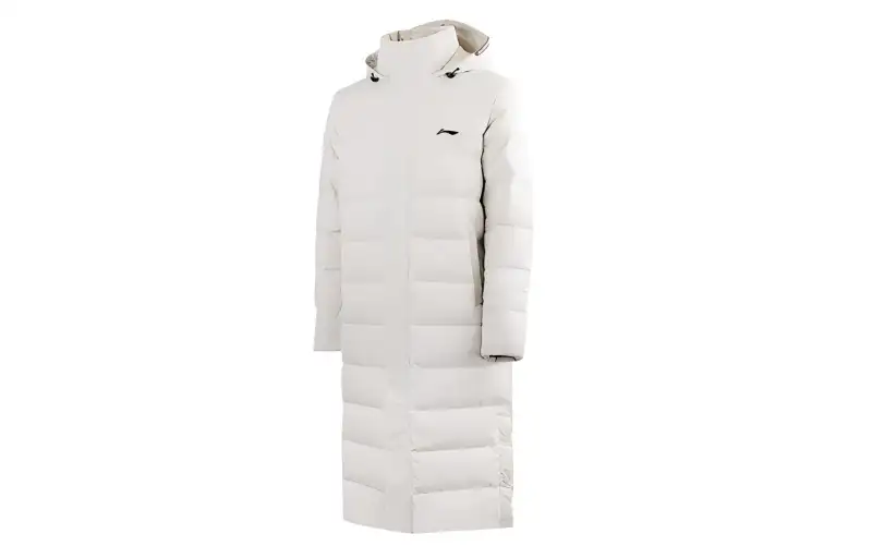 Li Ning Down Jackets Men's White Hooded Thickened Down Coat