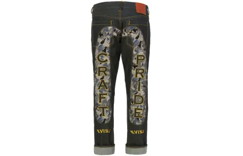 EVISU Straight Jeans Men's Denim Blue