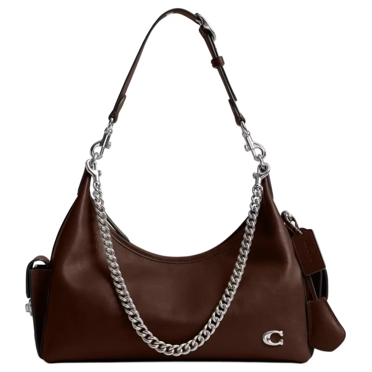 COACH PocketJuliet Shiny Leather Biker Bag, Shoulder Bag Large Women's Brown