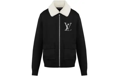LOUIS VUITTON Pre Owned 2010s Shearling collar Knitted Jacket