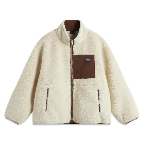 Li Ning Sports Fashion Collection Thermal Casual Fleece Lined Versatile Loose Fit Stand Collar Windproof Polar Fleece
