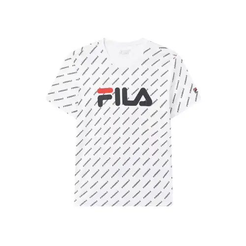 FILA T Shirts Men's White WT Crew Neck Moderate Straight Fit