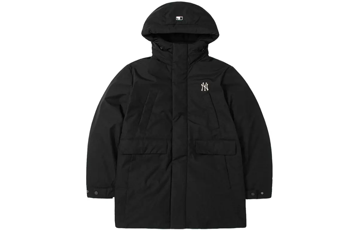 MLB Down Jackets Unisex Black Hooded Moderate Straight Fit