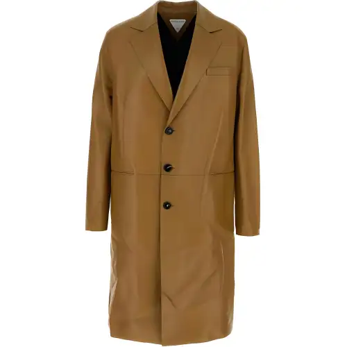 Bottega Veneta Single Breasted Leather Coat