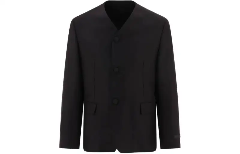 Prada triangle-logo wool blazer