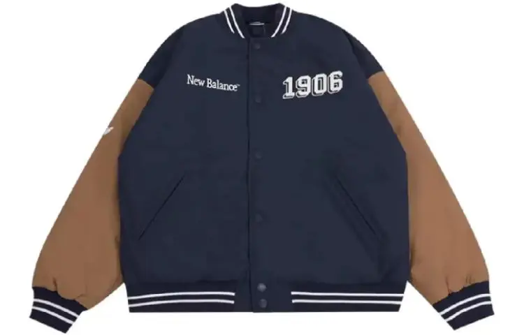 New Balance Baseball Jackets Men's Navy Blue Baseball Collar Moderate Straight Fit