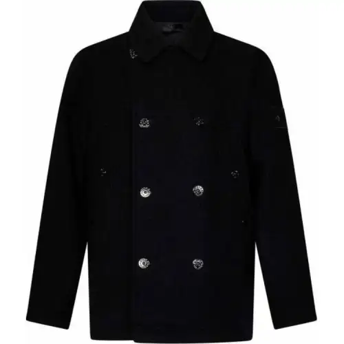 STONE ISLAND Coats Men's Black Lapel Moderate Straight Fit