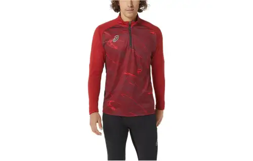 ASICS Stretch Half Zip Training Jackets Men's Red Turtleneck Moderate Other