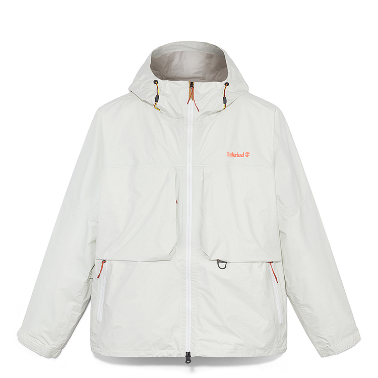 Timberland Timberland, retro travel long-sleeve with zipper with hood for hiking, waterproof windproof breathable cream white jacket for traveling, loose fit