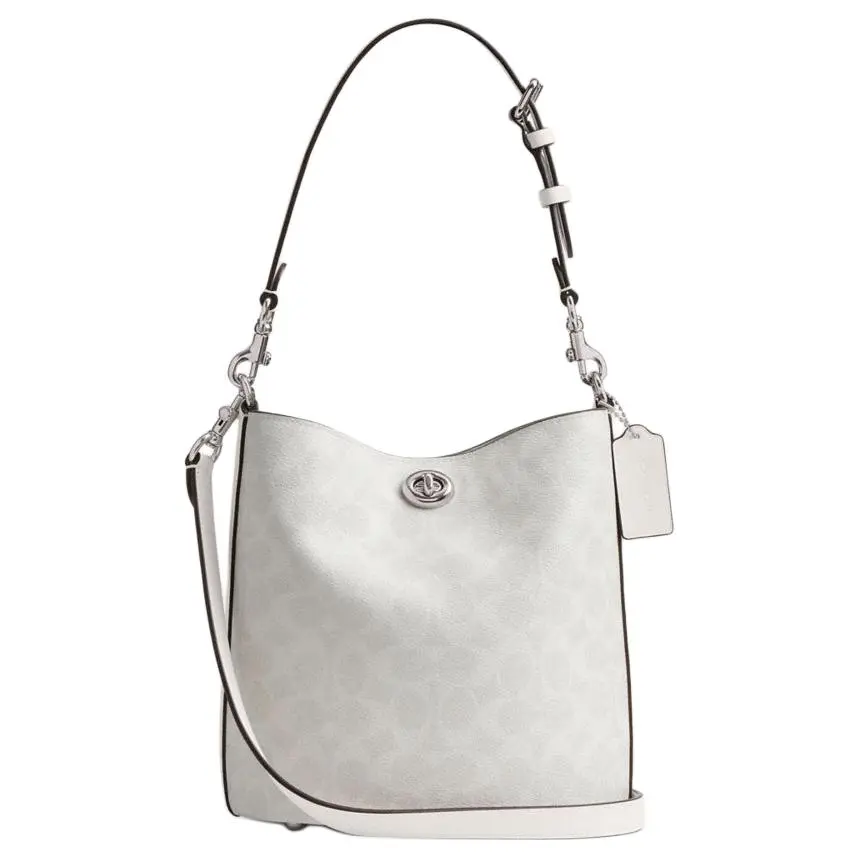 COACH Willow Artificial Leather Bucket Bag, Shoulder Bag Small Women's Chalk White
