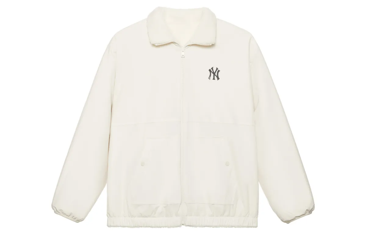 MLB Preppy Style Collection New York Yankees FW24 Velvet feel Coat Unisex Dark Cream