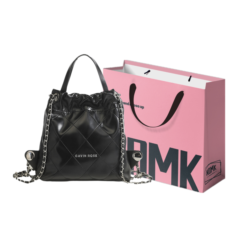 NOMK Pu Small Backpack Handbag Medium Women's Black/Pink/White/Silver