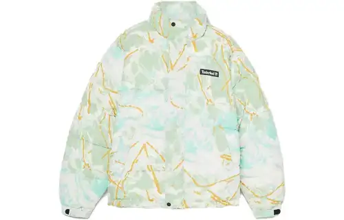Timberland Puffer Jackets Men's Green Stand Collar Moderate Other