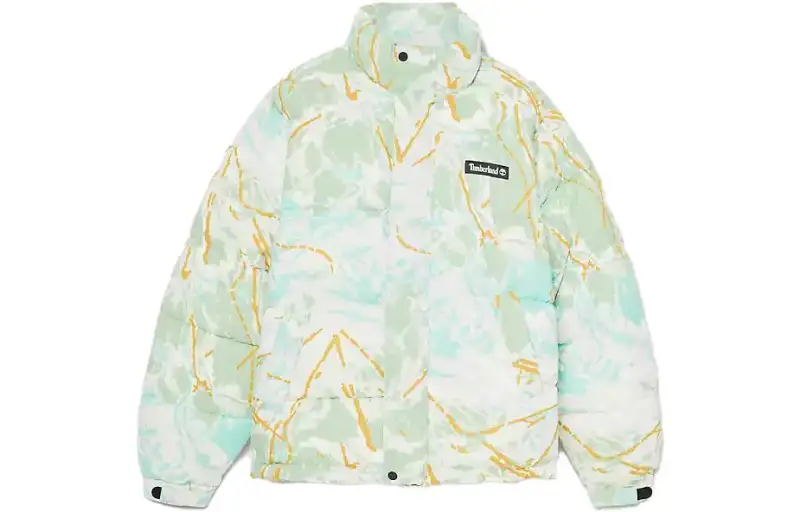 Timberland Puffer Jackets Men's Green Stand Collar Moderate Other